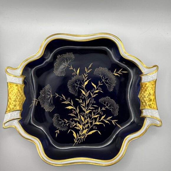 Echt Weimar Kobalt Germany porcelain blue 9 inch gold embellished serving dish - Picture 1 of 11